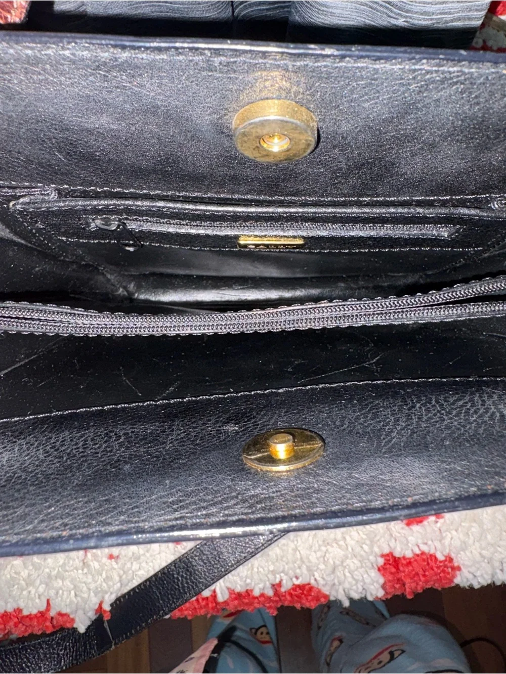 Bally Black Leather Tote with Brown Croc-Trim and Gold Accents